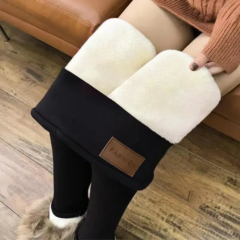 Women Lamb Fleece Leggings Seamless High Waist Thermal Winter Warm Legging Solid Lamb Fleece Casual Pants Female Streetwear